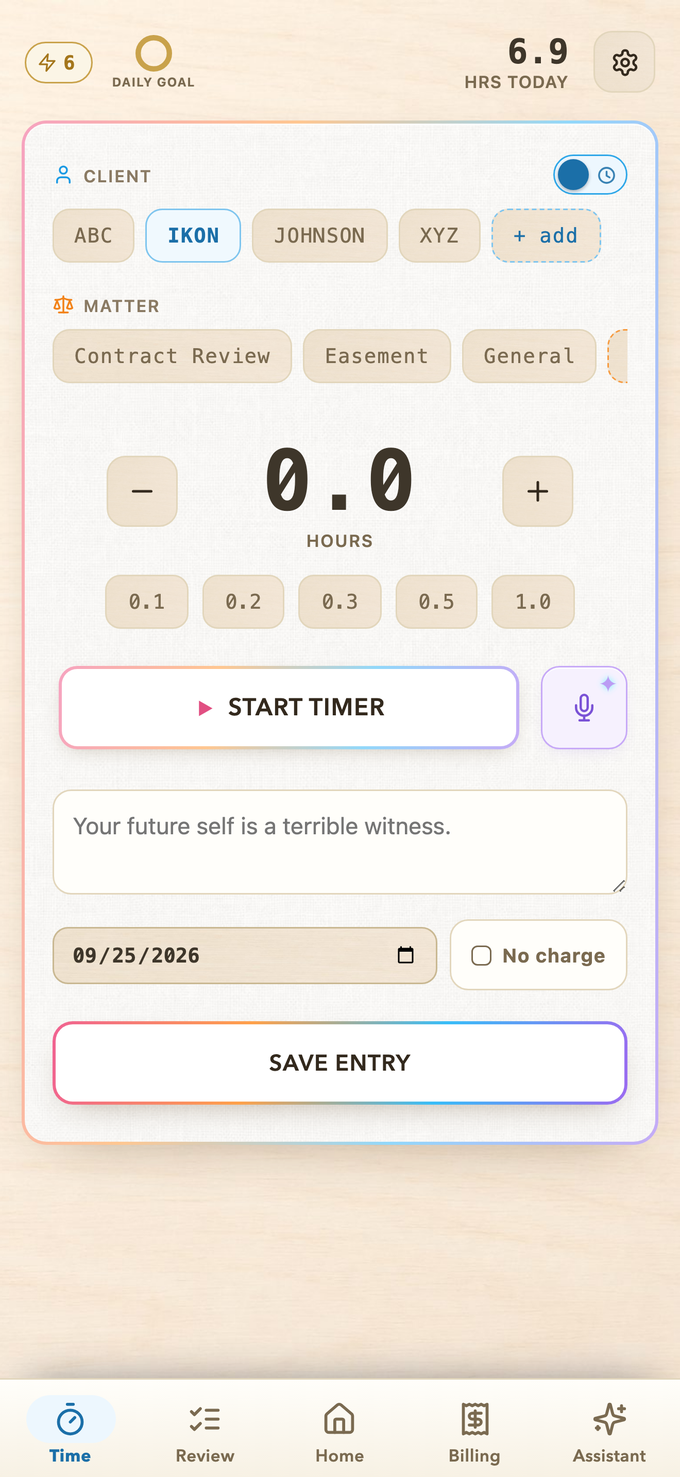 The capture screen in the pastel theme: warm birch background with rainbow accents